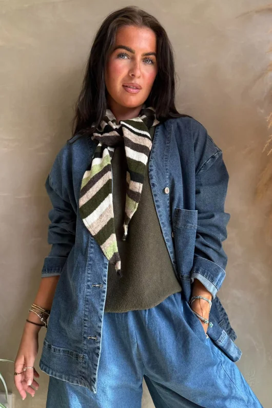 Jonti Stripe Knit Neckerchief Scarf 3
